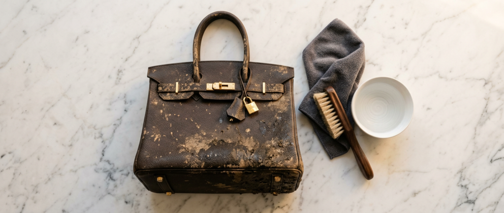 How to remove mud stains from leather purse safely at home