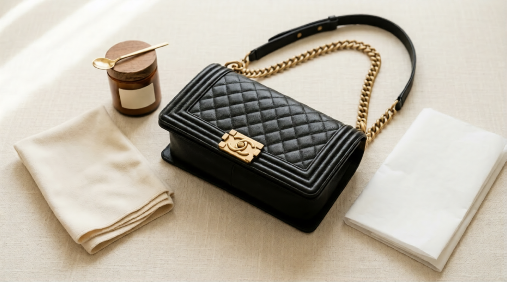 Chanel Boy Bag care guide — caviar leather and lambskin maintenance essentials