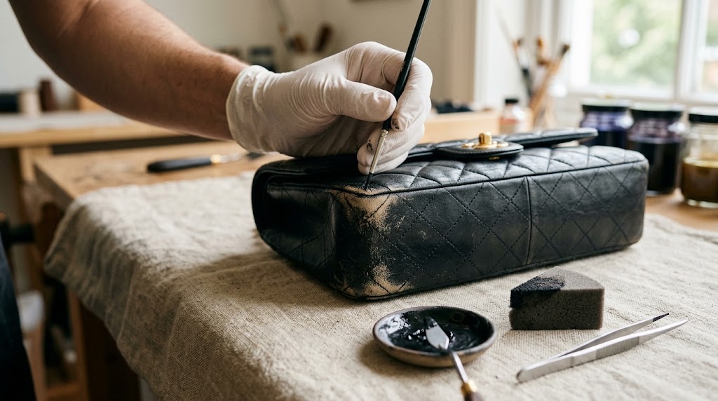Conditioning the Corners: Every 90 days, dab a pinhead-sized amount of light, wax-free leather conditioner along the curved corner fold with a cotton swab.